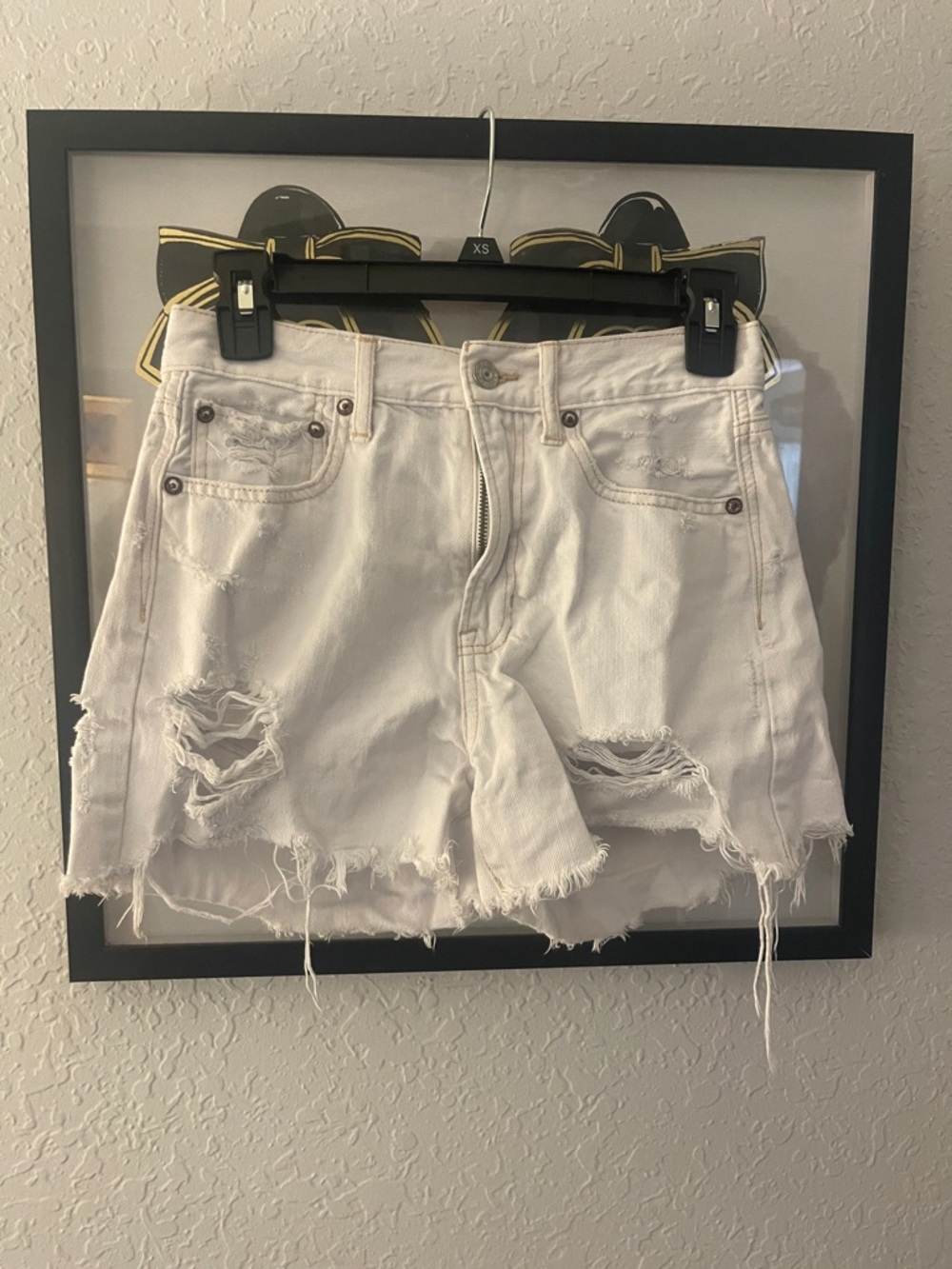 American Eagle Outfitters Distressed White Denim Shorts